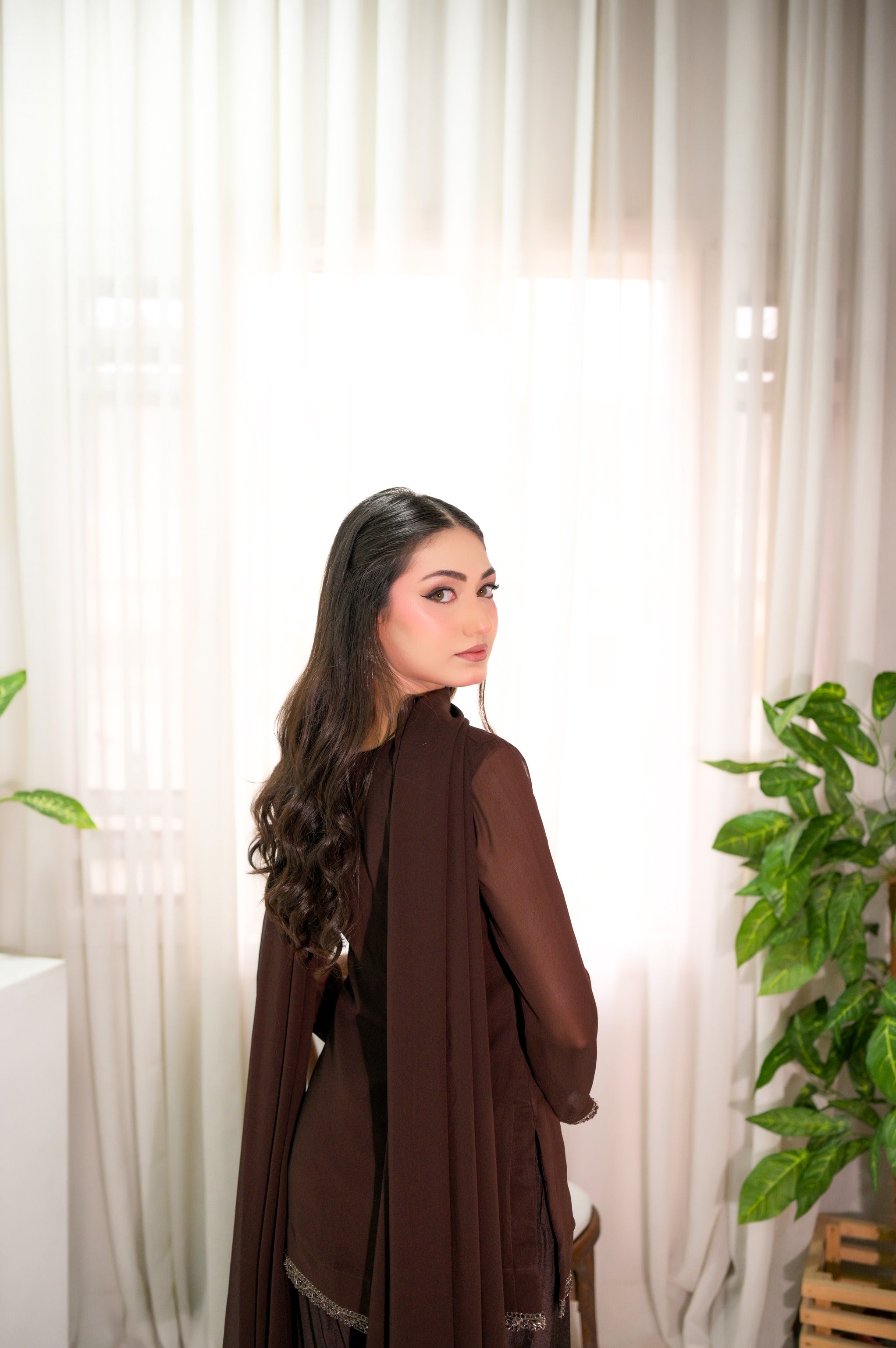 Mocha Mist — Premium Georgette Suit | Fully Stitched Ready to Wear