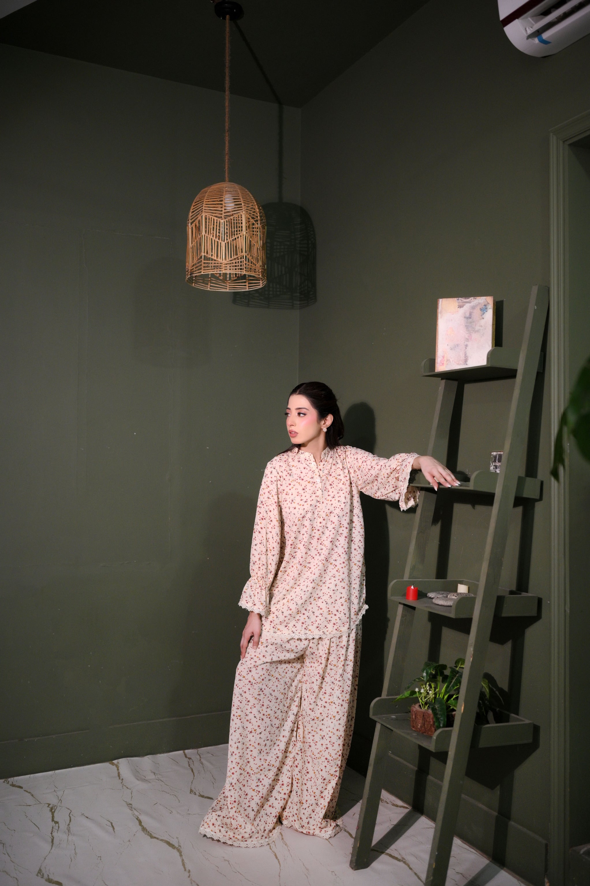 Soft Floral Breeze Korean georgette co-ord — complete outfit editorial Faith3 Womens